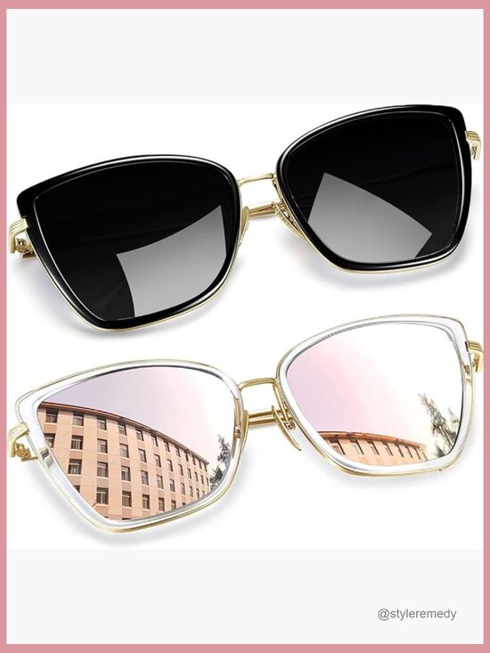 Metal Frame Oversized Cat Eye Sunglasses UV400 Protection main image 7